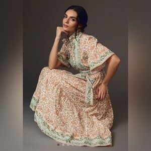 Floral Bohemian Dress in Orange and Green